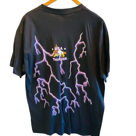 AMERICAN THUNDER X Tiger Lightning Tee Shirt Vintage Rare
